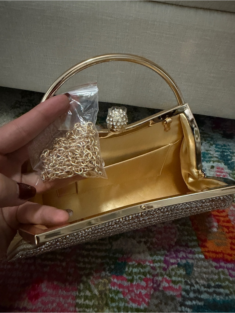 Gold Glitter Crossbody Clutch - Picture 4 of 4